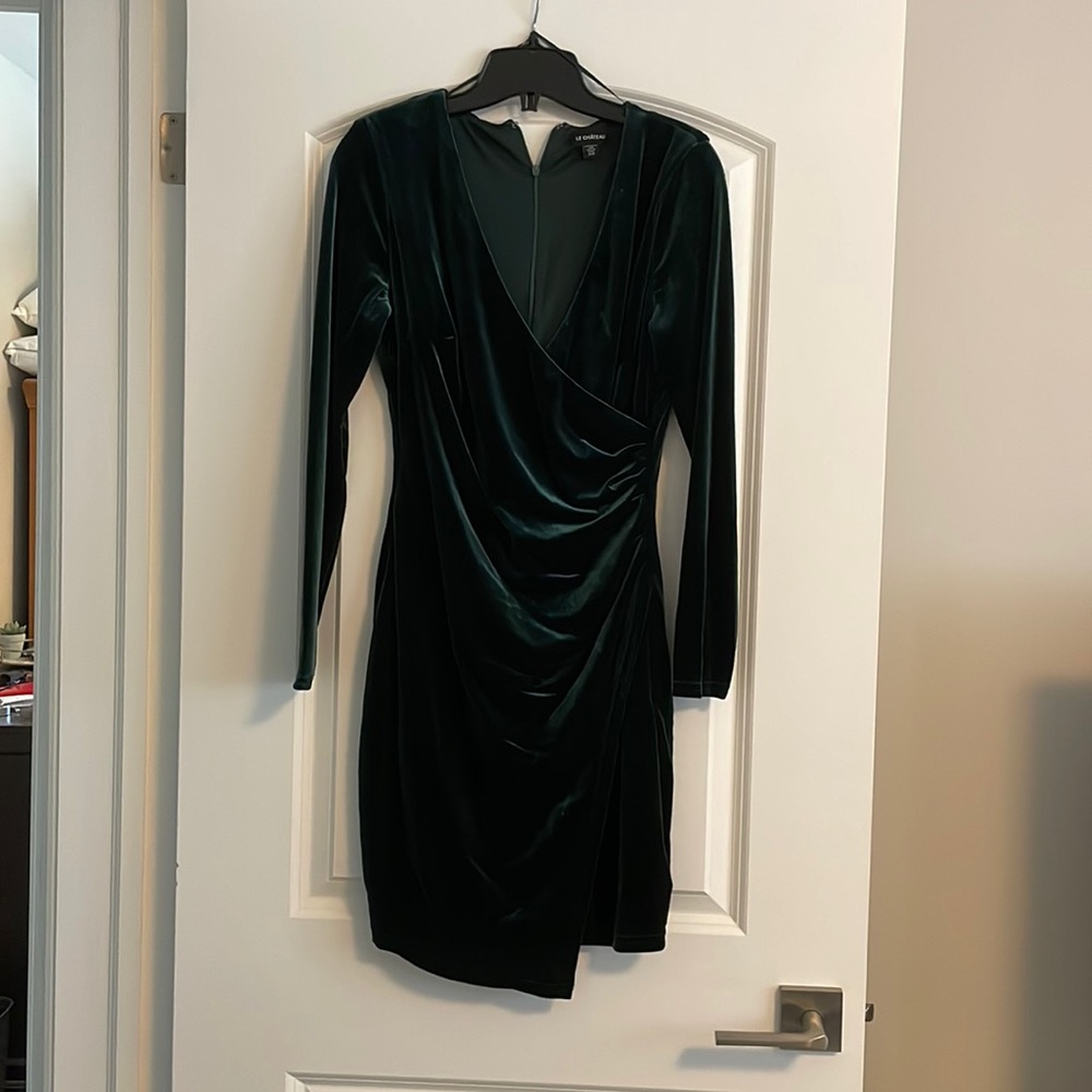 Le Chateau Dark Green Velvet Dress